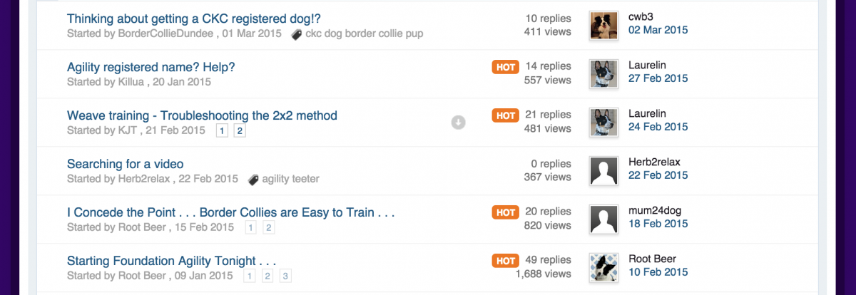 Example of a forum (message board)