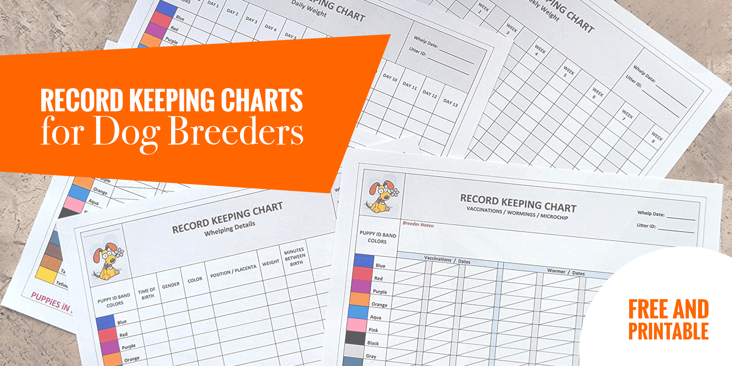 Puppy Record Keeping Free Printable Puppy Weight Puppy Whelping Chart 2023 Calendar Printable