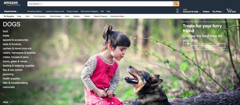 The Amazon's dog category.
