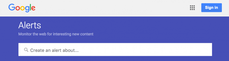 Google Alerts search box