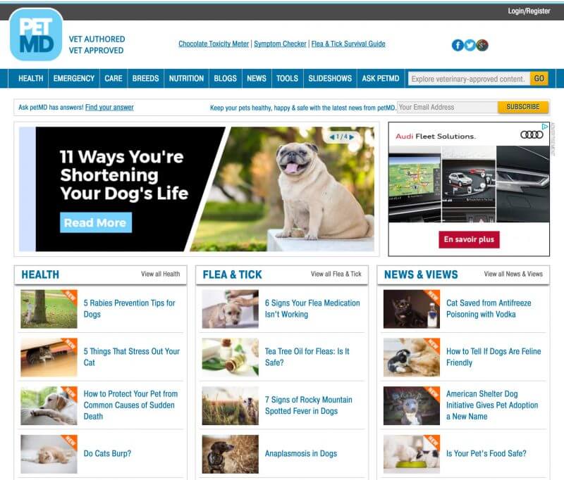 The famous petMD website.